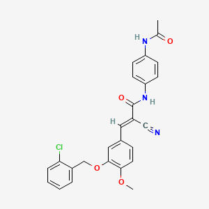 molecular formula C26H22ClN3O4 B2826282 (E)-N-(4-acetamidophenyl)-3-[3-[(2-chlorophenyl)methoxy]-4-methoxyphenyl]-2-cyanoprop-2-enamide CAS No. 380477-15-6