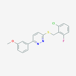 molecular formula C18H14ClFN2OS B2826286 3-((2-Chloro-6-fluorobenzyl)thio)-6-(3-methoxyphenyl)pyridazine CAS No. 872695-31-3