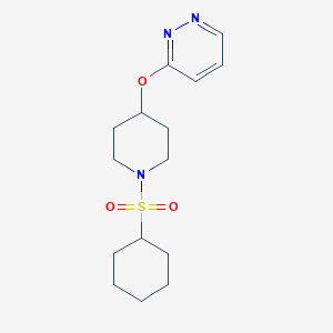 molecular formula C15H23N3O3S B2826300 3-((1-(Cyclohexylsulfonyl)piperidin-4-yl)oxy)pyridazine CAS No. 1797592-53-0