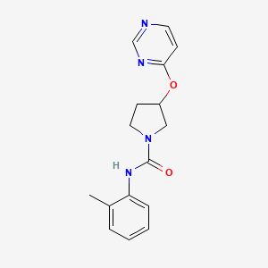 molecular formula C16H18N4O2 B2826303 3-(嘧啶-4-氧基)-N-(邻甲苯基)吡咯啉-1-甲酰胺 CAS No. 2034318-01-7