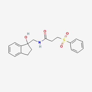 molecular formula C19H21NO4S B2826305 N-((1-hydroxy-2,3-dihydro-1H-inden-1-yl)methyl)-3-(phenylsulfonyl)propanamide CAS No. 1396786-55-2