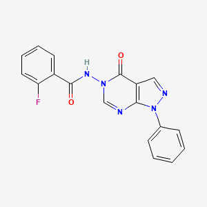 molecular formula C18H12FN5O2 B2826307 2-fluoro-N-(4-oxo-1-phenyl-1H-pyrazolo[3,4-d]pyrimidin-5(4H)-yl)benzamide CAS No. 899946-02-2