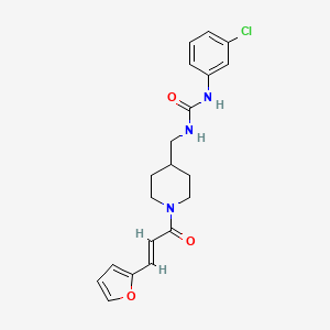 molecular formula C20H22ClN3O3 B2826308 (E)-1-(3-chlorophenyl)-3-((1-(3-(furan-2-yl)acryloyl)piperidin-4-yl)methyl)urea CAS No. 1235698-59-5