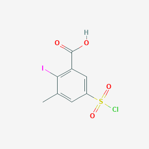 molecular formula C8H6ClIO4S B2826309 5-(Chlorosulfonyl)-2-iodo-3-methylbenzoic acid CAS No. 1099186-84-1