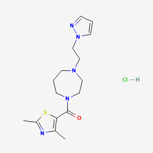 molecular formula C16H24ClN5OS B2826310 (4-(2-(1H-pyrazol-1-yl)ethyl)-1,4-diazepan-1-yl)(2,4-dimethylthiazol-5-yl)methanone hydrochloride CAS No. 1396846-53-9