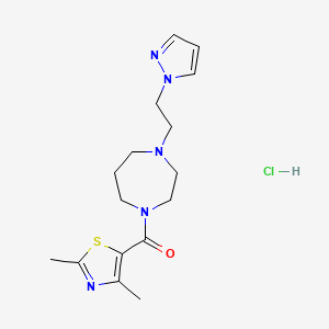 molecular formula C16H24ClN5OS B2826310 (4-(2-(1H-吡唑-1-基)乙基)-1,4-二氮杂环庚烷-1-基)(2,4-二甲基噻唑-5-基)甲酮盐酸盐 CAS No. 1396846-53-9