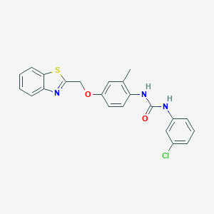 molecular formula C22H18ClN3O2S B282632 N-[4-(1,3-benzothiazol-2-ylmethoxy)-2-methylphenyl]-N'-(3-chlorophenyl)urea 