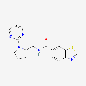 molecular formula C17H17N5OS B2826325 N-{[1-(pyrimidin-2-yl)pyrrolidin-2-yl]methyl}-1,3-benzothiazole-6-carboxamide CAS No. 2097862-71-8