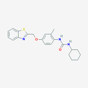 molecular formula C22H25N3O2S B282633 1-[4-(1,3-Benzothiazol-2-ylmethoxy)-2-methylphenyl]-3-cyclohexylurea 
