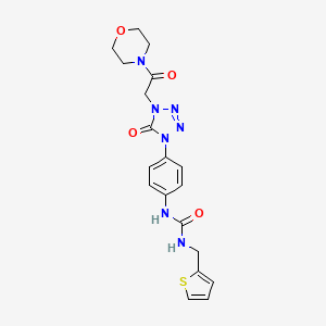 molecular formula C19H21N7O4S B2826345 1-(4-(4-(2-morpholino-2-oxoethyl)-5-oxo-4,5-dihydro-1H-tetrazol-1-yl)phenyl)-3-(thiophen-2-ylmethyl)urea CAS No. 1396847-70-3