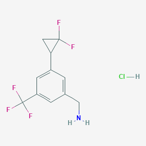 [3-(2,2-Difluorocyclopropyl)-5-(trifluoromethyl)phenyl]methanamine;hydrochloride