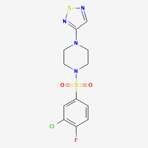 molecular formula C12H12ClFN4O2S2 B2826350 1-(3-Chloro-4-fluorobenzenesulfonyl)-4-(1,2,5-thiadiazol-3-yl)piperazine CAS No. 2097897-91-9