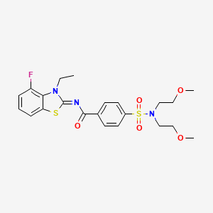 molecular formula C22H26FN3O5S2 B2826351 4-[双(2-甲氧基乙基)磺酰基]-N-(3-乙基-4-氟-1,3-苯并噻唑-2-基亚甲基)苯甲酰胺 CAS No. 851080-06-3