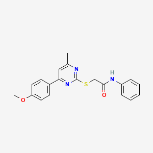 2-{[4-(4-methoxyphenyl)-6-methylpyrimidin-2-yl]sulfanyl}-N-phenylacetamide
