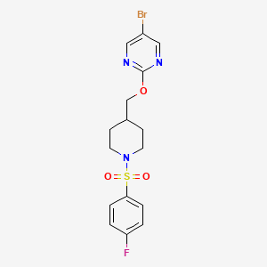molecular formula C16H17BrFN3O3S B2826354 5-Bromo-2-[[1-(4-fluorophenyl)sulfonylpiperidin-4-yl]methoxy]pyrimidine CAS No. 2380033-60-1