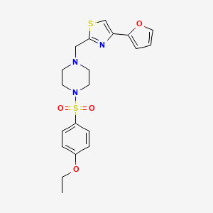 molecular formula C20H23N3O4S2 B2826366 2-((4-((4-Ethoxyphenyl)sulfonyl)piperazin-1-yl)methyl)-4-(furan-2-yl)thiazole CAS No. 1170526-09-6