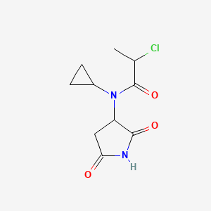 molecular formula C10H13ClN2O3 B2826372 2-Chloro-N-cyclopropyl-N-(2,5-dioxopyrrolidin-3-yl)propanamide CAS No. 2411195-89-4