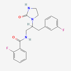 molecular formula C19H19F2N3O2 B2826379 2-fluoro-N-(3-(3-fluorophenyl)-2-(2-oxoimidazolidin-1-yl)propyl)benzamide CAS No. 1421459-81-5