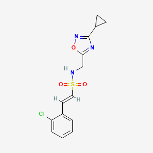 molecular formula C14H14ClN3O3S B2826386 (E)-2-(2-chlorophenyl)-N-[(3-cyclopropyl-1,2,4-oxadiazol-5-yl)methyl]ethenesulfonamide CAS No. 1311998-73-8