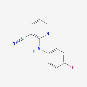 molecular formula C12H8FN3 B2826387 2-((4-氟苯基)氨基)烟酸腈 CAS No. 874754-07-1