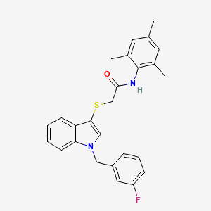 2-((1-(3-fluorobenzyl)-1H-indol-3-yl)thio)-N-mesitylacetamide