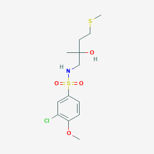 molecular formula C13H20ClNO4S2 B2826402 3-chloro-N-(2-hydroxy-2-methyl-4-(methylthio)butyl)-4-methoxybenzenesulfonamide CAS No. 1421531-71-6