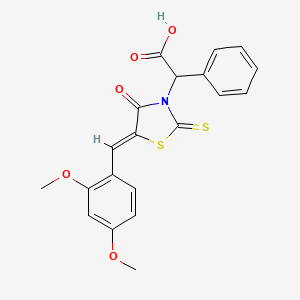 molecular formula C20H17NO5S2 B2826411 2-[(5Z)-5-[(2,4-dimethoxyphenyl)methylidene]-4-oxo-2-sulfanylidene-1,3-thiazolidin-3-yl]-2-phenylacetic acid CAS No. 487039-49-6