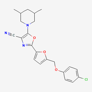 2-(5-((4-Chlorophenoxy)methyl)furan-2-yl)-5-(3,5-dimethylpiperidin-1-yl)oxazole-4-carbonitrile