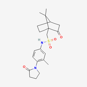 molecular formula C21H28N2O4S B2826442 1-(7,7-二甲基-2-氧代-双环[2.2.1]庚烷-1-基)-N-(3-甲基-4-(2-氧代-吡咯啉-1-基)苯基)甲磺酰胺 CAS No. 1448079-19-3