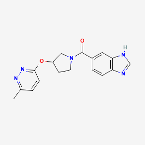 molecular formula C17H17N5O2 B2826446 (1H-benzo[d]imidazol-5-yl)(3-((6-methylpyridazin-3-yl)oxy)pyrrolidin-1-yl)methanone CAS No. 2034481-75-7