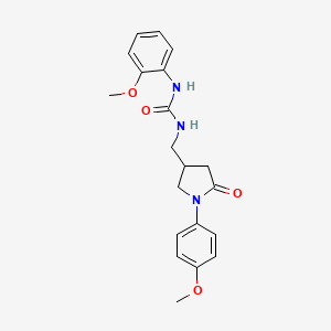 molecular formula C20H23N3O4 B2826447 1-(2-Methoxyphenyl)-3-((1-(4-methoxyphenyl)-5-oxopyrrolidin-3-yl)methyl)urea CAS No. 946220-09-3