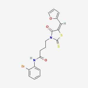 (E)-N-(2-bromophenyl)-4-(5-(furan-2-ylmethylene)-4-oxo-2-thioxothiazolidin-3-yl)butanamide