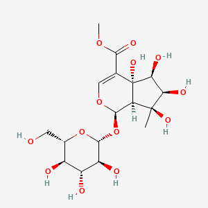 molecular formula C17H26O13 B2826464 Methyl (1R,4aR,5S,6R,7S,7aR)-4a,5,6,7-tetrahydroxy-7-methyl-1-[(2R,3S,4R,5R,6S)-3,4,5-trihydroxy-6-(hydroxymethyl)oxan-2-yl]oxy-1,5,6,7a-tetrahydrocyclopenta[c]pyran-4-carboxylate CAS No. 1621908-70-0