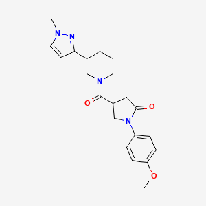molecular formula C21H26N4O3 B2826465 1-(4-methoxyphenyl)-4-(3-(1-methyl-1H-pyrazol-3-yl)piperidine-1-carbonyl)pyrrolidin-2-one CAS No. 2034610-06-3