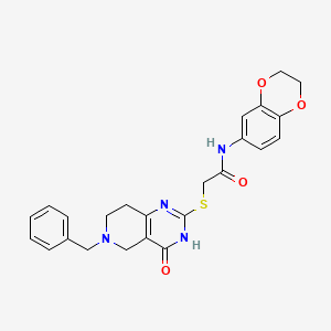 molecular formula C24H24N4O4S B2826471 2-((6-benzyl-4-oxo-3,4,5,6,7,8-hexahydropyrido[4,3-d]pyrimidin-2-yl)thio)-N-(2,3-dihydrobenzo[b][1,4]dioxin-6-yl)acetamide CAS No. 946301-48-0