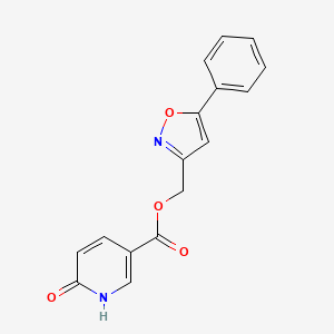 molecular formula C16H12N2O4 B2826472 (5-Phenylisoxazol-3-yl)methyl 6-oxo-1,6-dihydropyridine-3-carboxylate CAS No. 1207048-25-6