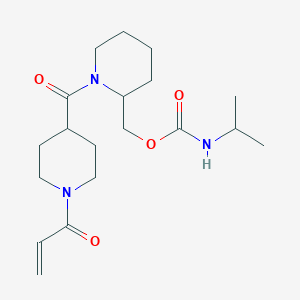 molecular formula C19H31N3O4 B2826476 [1-(1-Prop-2-enoylpiperidine-4-carbonyl)piperidin-2-yl]methyl N-propan-2-ylcarbamate CAS No. 2361715-03-7