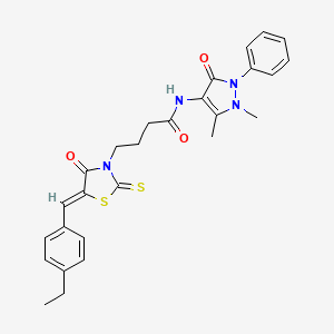 (Z)-N-(1,5-dimethyl-3-oxo-2-phenyl-2,3-dihydro-1H-pyrazol-4-yl)-4-(5-(4-ethylbenzylidene)-4-oxo-2-thioxothiazolidin-3-yl)butanamide