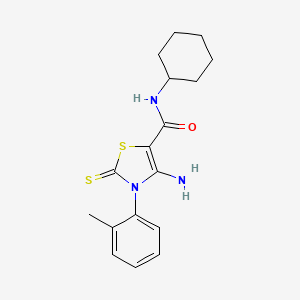 4-amino-N-cyclohexyl-2-thioxo-3-(o-tolyl)-2,3-dihydrothiazole-5-carboxamide