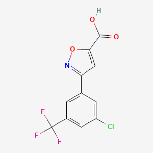 molecular formula C11H5ClF3NO3 B2826487 3-[3-Chloro-5-(trifluoromethyl)phenyl]-1,2-oxazole-5-carboxylic acid CAS No. 1891354-90-7