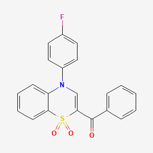 molecular formula C21H14FNO3S B2826488 [4-(4-fluorophenyl)-1,1-dioxido-4H-1,4-benzothiazin-2-yl](phenyl)methanone CAS No. 1114886-18-8