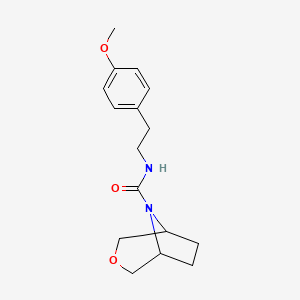 molecular formula C16H22N2O3 B2826492 (1R,5S)-N-(4-甲氧基苯乙基)-3-氧杂-8-氮杂双环[3.2.1]辛烷-8-甲酰胺 CAS No. 1396852-59-7