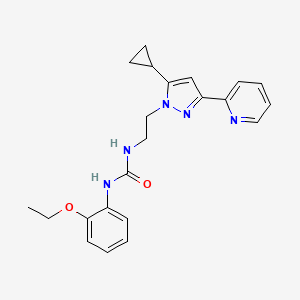 molecular formula C22H25N5O2 B2826493 1-(2-(5-cyclopropyl-3-(pyridin-2-yl)-1H-pyrazol-1-yl)ethyl)-3-(2-ethoxyphenyl)urea CAS No. 1797085-10-9