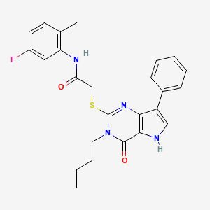 2-[(3-butyl-4-oxo-7-phenyl-4,5-dihydro-3H-pyrrolo[3,2-d]pyrimidin-2-yl)sulfanyl]-N-(5-fluoro-2-methylphenyl)acetamide