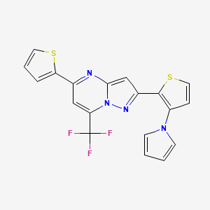 molecular formula C19H11F3N4S2 B2826502 2-[3-(1H-吡咯-1-基)-2-噻吩基]-5-(2-噻吩基)-7-(三氟甲基)吡唑并[1,5-a]嘧啶 CAS No. 439109-51-0