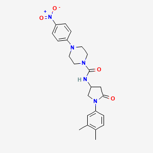 molecular formula C23H27N5O4 B2826503 N-[1-(3,4-dimethylphenyl)-5-oxopyrrolidin-3-yl]-4-(4-nitrophenyl)piperazine-1-carboxamide CAS No. 894010-56-1