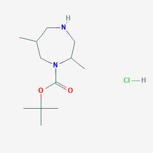 molecular formula C12H25ClN2O2 B2826510 Tert-butyl 2,6-dimethyl-1,4-diazepane-1-carboxylate;hydrochloride CAS No. 2243505-39-5
