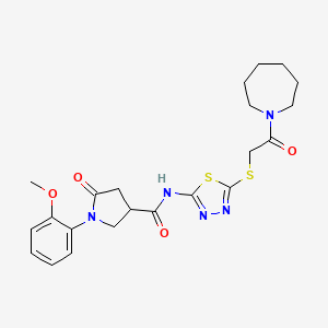 N-(5-((2-(azepan-1-yl)-2-oxoethyl)thio)-1,3,4-thiadiazol-2-yl)-1-(2-methoxyphenyl)-5-oxopyrrolidine-3-carboxamide