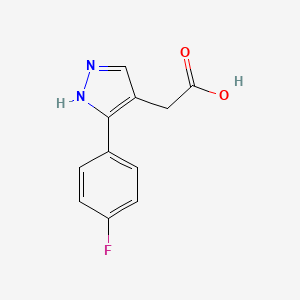 molecular formula C11H9FN2O2 B2826517 3-(4-Fluorophenyl)-1H-pyrazole-4-acetic acid CAS No. 766474-41-3