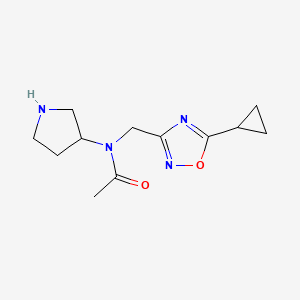 molecular formula C12H18N4O2 B2826520 N-[(5-cyclopropyl-1,2,4-oxadiazol-3-yl)methyl]-N-(pyrrolidin-3-yl)acetamide CAS No. 1423025-04-0